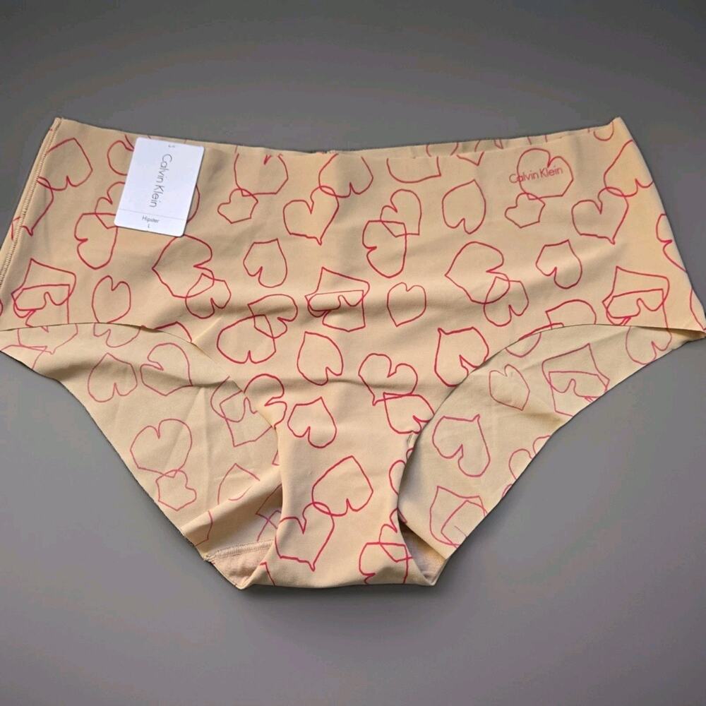 CALVIN KLEIN INVISIBLES HEARTS HIPSTER WOMEN'S PANTIES LARGE NEW